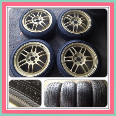 ขายแม็กมือ2ขอบ17 RPF1 สีทอง 4รู100 พร้อมยางปี12 ราคา 13,900 บาทถูก