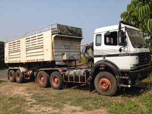 ขายรถหัวลากมือสอง Benz 2631 พร้อมหางดั้มยาว8เมตร ราคาถูกมาก