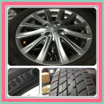 ขายแม็กเดิมป้ายแดง15 Toyota New Vios. 12ก้านรมดำ + ยางปี13 ราคา 12,900 บ.