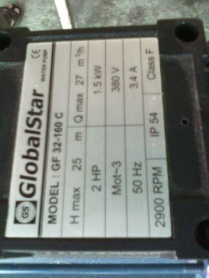ปั๊มน้ำ2 แรงม้า 3เฟส แรงเหวี่ยงหนี้ศูนย์ไฟฟ้าแบบใบพัดเดี่ยวขนาดใหญ่ ซึ่งประกอบโดยตรงเข้ากับมอเตอร์ไฟฟ้า