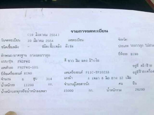 รถฮีโน่ 12 ล้อ รั้ว  320 แรงม้า ปี 54   สนใจติดต่อ 081 - 6079515