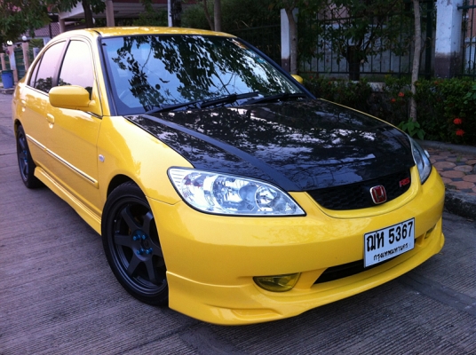 Civic Dimension 05 Vtec สีเหลืองY56 ฝาเคฟล่า พรมTypeR โช๊คปรับเกลียว Navi ฟรีดาวน์