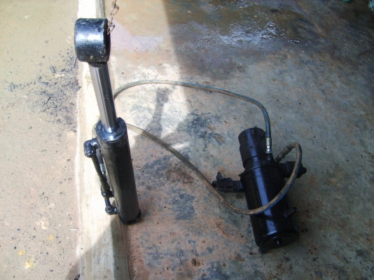 ชุดไฮดรอลิค ยกหางรถเทลเลอร์บรรทุกรถเกี่ยวข้าว ครบชุด ใช้มอเตอร์ไฟฟ้าแรงดัน 24 โวลท์