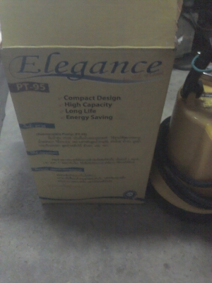 ปั้มน้ำแบบแช่ Elegance 1 นิ้วผลิตจากญี่ปุ่น ของใหม่ยังไม่ได้ใช้ มีระบบตัดวงจรป้องกันมอเตอร์ไหม้