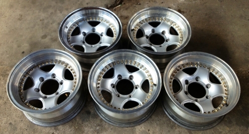 >>>ขายล้อ JAOS JAPAN 2 ชิ้นแท้ขอบ15x8 ออฟ-14 ใส่ 6/139.7 หมุดทอง สวยมากก มี 5 วงครับ<<<