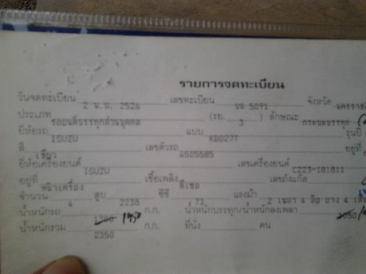 ***ขายแล้วครับขอบคุณ Truck2hand ขาย กระบะตอนเดียว ISUZU KB2200 ปี26 สภาพดี บางไม่ผุ เครื่องเดิมเกียร์เดิม เกียร์ดีไม่มีหลุดช่วงล่างแน่น เครื่องแห้งแรงดี กระบะไม่ผุ หัวเก๋งมีผุนิดๆ แอร์เย็น ยางดี4เส้น คัสซีดีไม่ผุ มีตามดตามอายุ พร้อมคอกเหล็กข้างเสริม(ลงเล่