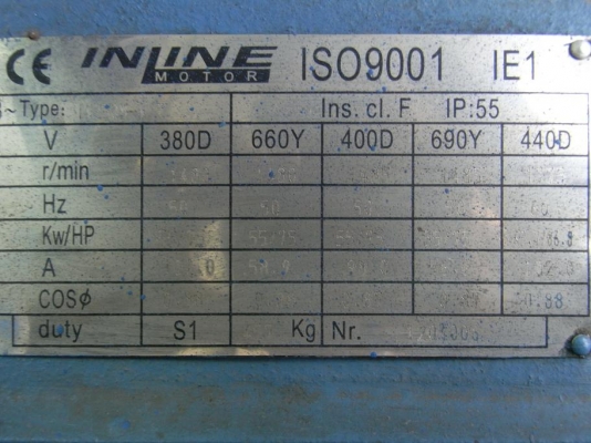 ขายมอเตอร์ INLINE 75 HP. 1400 RPM. สภาพสวยมาก เหมือนของใหม่ พร้อมใช้งาน มี 2 ตัวครับ