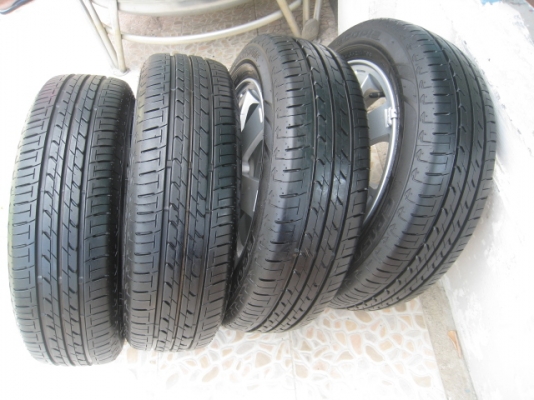 ขายล้อแม็ก Mitsubishi mirage 14"x4.5" et46 4รู100 +ยางปลายปี 12  (081-3747940)