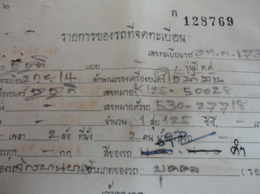 ขายเล่มทะเบียน SUZUKI K-125  สนใจติดต่อโทร.081005-8785