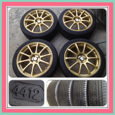 ขายแม็กมือ2ขอบ17 Advan RS สีทอง 4รู100 พร้อมยางปี12 ราคา 13,900 บาทถูก