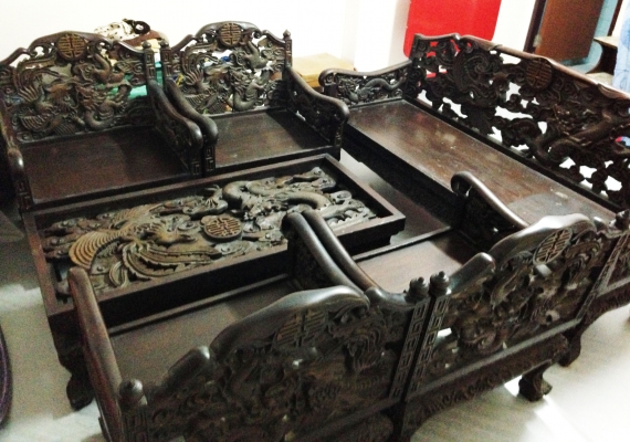 ขายชุดรับแขกไม้สักเก่า