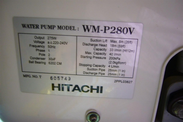 ปั๊ม HITACHI WM - P280 V