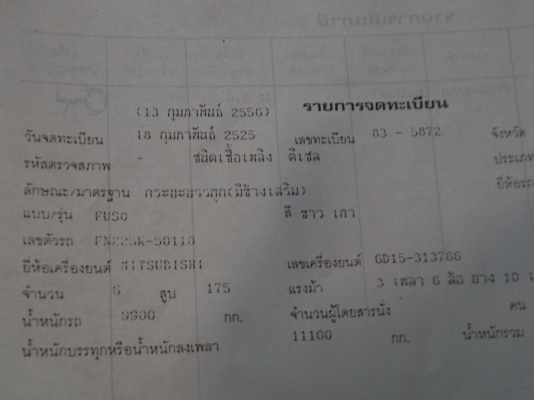 ขายด่วนรถสิบล้อดรั้มหลงFN225Kเครือง6D15175แรงม้า