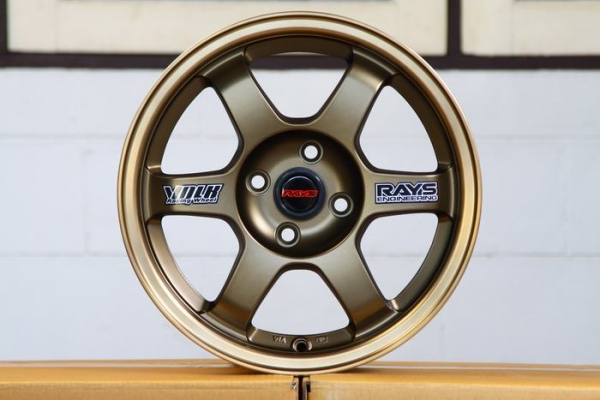 ล้อใหม่15" TE37 4รู100 กว้าง7 ออฟ38 สีทองยิงทรายขอบชา งานเหมือนแท้