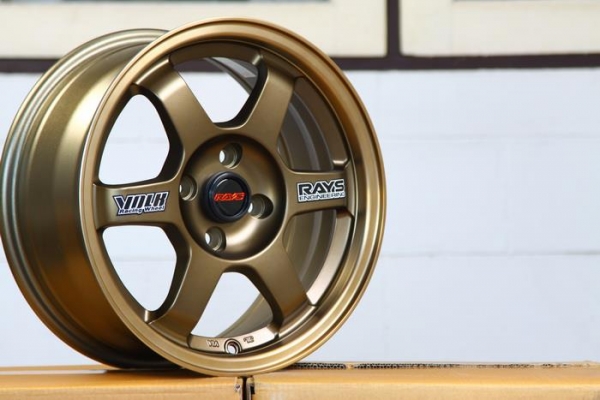 ล้อใหม่15" TE37 4รู100 กว้าง7 ออฟ38 สีทองยิงทรายขอบชา งานเหมือนแท้