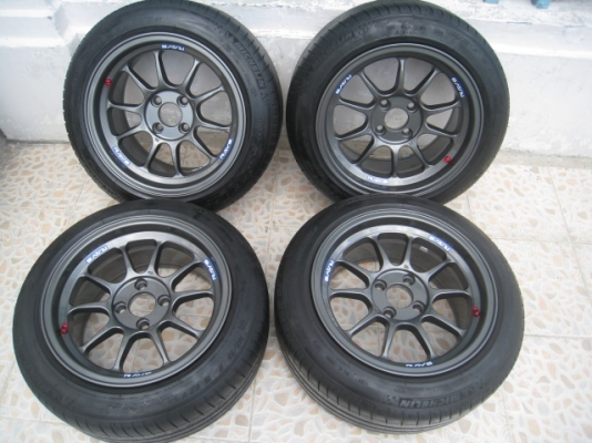 ขายล้อแม็กใหม่ Rays RF1 (k-speed) 15"x8" et25 4รู100+ ยาง พร้อมจุ๊ป rays (081-3747940)