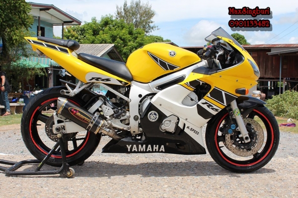 แม็กสิงห์บุรี//YAMAHA R6 600 CC ปี2001 สภาพหล่อ ท่อสูตร ARKAPOVIC อินวอย 115000 ด่วน