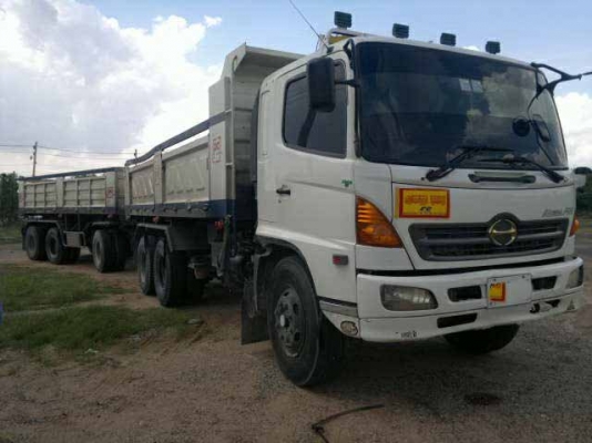 ขายรถ 22 ล้อดัมพ์พ่วงแม่-ลูก HINO MEGA 260 ดัมพ์สามมิตรลอนเฉียง ปี 2548 ลูกพ่วงดัมพ์สหกิจ 3 สามคานแท้คอกเสมอหัว ราคา 2350000
