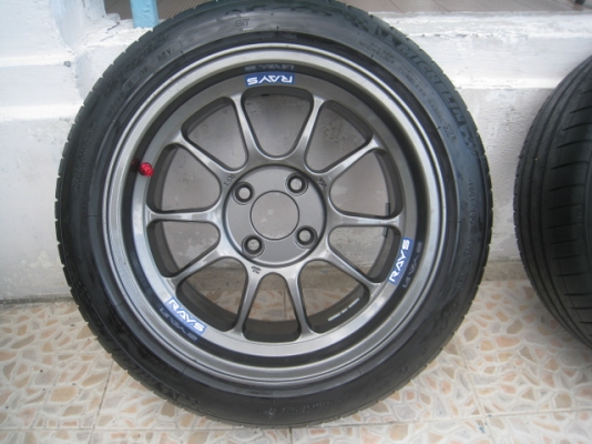 ขายล้อแม็กใหม่ Rays RF1 (k-speed) 15"x8" et25 4รู100+ ยาง พร้อมจุ๊ป rays (081-3747940)