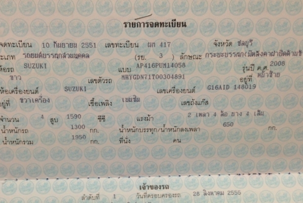 ขายซูซูกิ แครี่ปิคอัพ ปี 2008 เอกสารพร้อม 0813298448