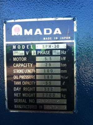 ขาย เครื่อง Bending Machine / SPH-30 / Used Machine from Japan