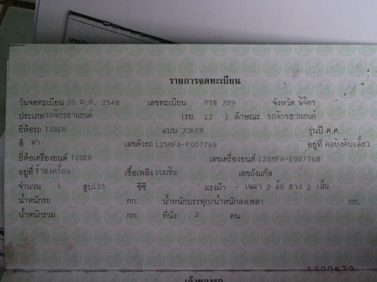 ขายหรือแลก(มีอะไรลองเสนอกันมาครับ) ไทเกอร์ โจ๊กเกอร์ 125 CC สตาทมือ ทะเบียนเอกสารพร้อมโอน ขายหรือแลก(มีอะไรลองเสนอกันมาครับ) ไทเกอร์ โจ๊กเกอร์ 125 CC สตาทมือ ทะเบียนเอกสารพร้อมโอน