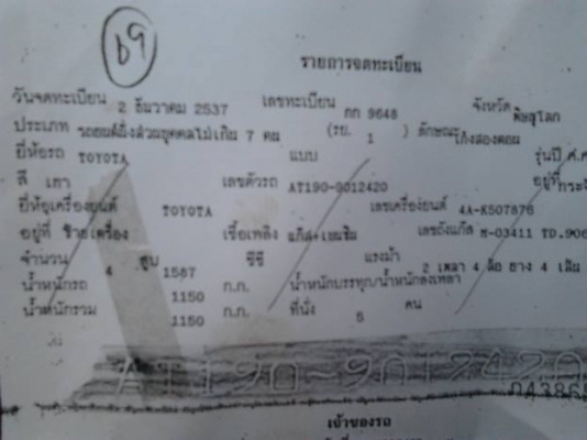 ***ขายแล้วครับขอบคุณ Truck2hand ขาย รถเก๋ง สามห่วง"ท้ายโด่ง"TOYOTA, COROLLA 1.6 GLi ปี37/94 เครื่อง4A 1.6 ติดแก๊ส LPG(ลงเล่ม) สุดประหยัด เกียร์ธรรมดา ช่วงล่างแน่น พ.พาวเวอร์ แอร์ กระจกไฟฟ้า สีดี ระบบไฟใช้ได้ปกติ ยางดี4เส้น พร้อมใช้งาน ราคาต่อรอง