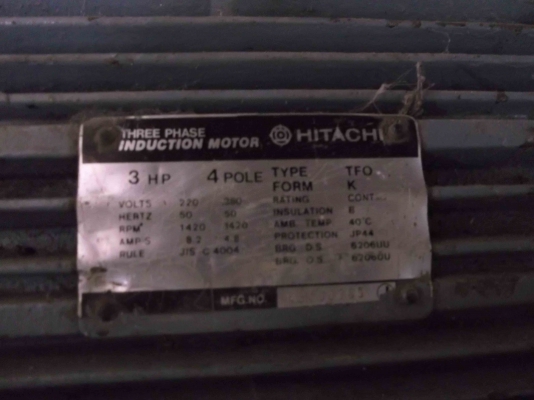 มอเตอร์ HITACHI 3hp 3เฟส ไฟ่ก็ได้ ไม่ไฟ่ก็ได้ ผมใช้อยู่