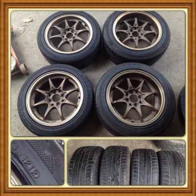 ขายแม็กมือ2 CE28 ขอบ15 หน้า7 หลัง8 4รู100/114+ ยางปี12 ราคา 11,900 บาทถูก