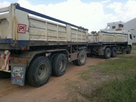ขายรถ 22 ล้อพ่วงแม่-ลูกดัมพ์ HINO MEGA 260 ดัมพ์สามมิตรลอนเฉียง ปี 2548 ลูกพ่วงดัมพ์สหกิจ 3 สามคานแท้คอกเสมอหัว เจ้าของให้จัดไฟแนนซ์ได้ ราคา 2350000