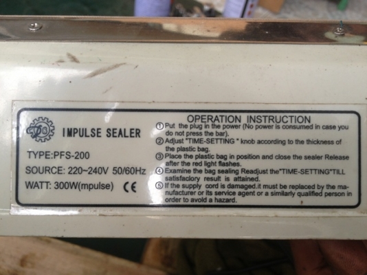 ขายเครื่องซีลปากถุงแบบมือกด ขนาด 8" IMPULSE SEALER PFS-200 ขายเครื่องซีลปากถุงแบบมือกด ขนาด 8" IMPULSE SEALER PFS-200