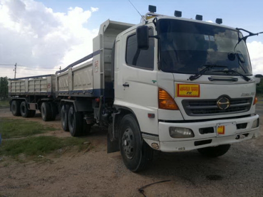 ขายรถพ่วง 22 ล้อ 2 เพลา แม่-ลูก กระบะเหล็กสามมิตรล๊อนเฉียง  HINO  เมก้า 260 ปี.47 รถสวย