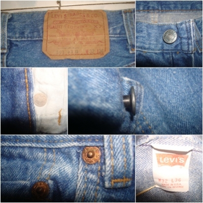 # 8717 # ยีนส์ Levi's 501 ผ้าทราย ของแท้ มือสอง เอว 32 ยาว 34 made in usa ตะเข็บสวย ก้านดำ แป็กเงิน