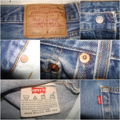 # 8734 # ยีนส์ Levi's 501 ผ้าทราย ของแท้ มือสอง เอว 38 ยาว 29นิ้ว made in usa  ตะเข็บสวย