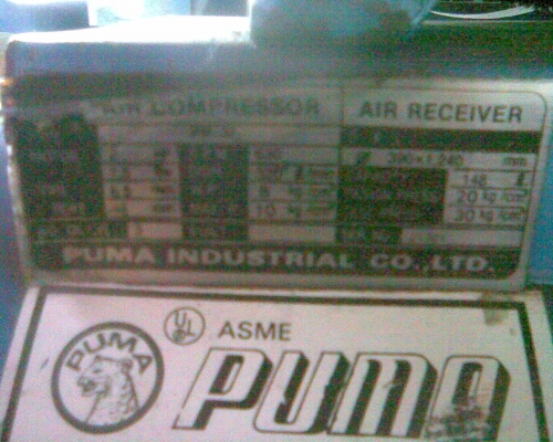 ปั้มลมพูมา 3 หัว 150 ลิตร  ไฟบ้าน 220 v
