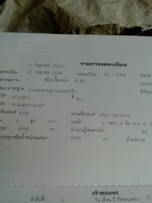 HINO MEGA FC4J 150 แรงม้าดั้มสามมิตร เครื่องJO5C ห้างแท้ปี 49 เบรคทิฟฟี่ เพาเวอร แอรเย็น