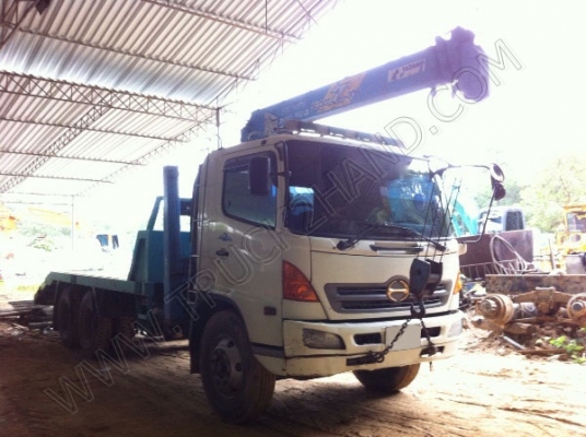 รถบรรทุก 10 ล้อท้ายลาด ติดเครน 3 ตัน ยี่ห้อ HINO