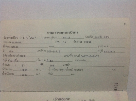 ขายเล่มทะเบียน รถบดถนน SAKAI 9ล้อเรียบ ภาษีไม่ขาดต่อ