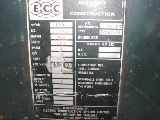 ขาย ไดร์ปั่นไฟ บาส  ของอังกฤษ ไม่มีถ่าน10-12 KVA 65 A