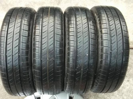 กะทะ14 4รู100 ดุมกลางใหญ่ + ยาง Dunlop 165/65/14 ปลายปี12 ถอดป้ายแดง