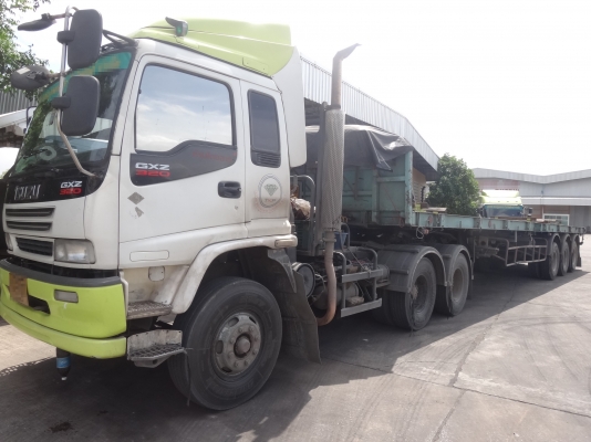 ขายด่วน  รถสิบล้อสองเพลาหัวลาก  พร้อมหางพื้นเรียบพนัส 3เพลา ยาว 12.50 เมตร  ISUZU  DEGA  270