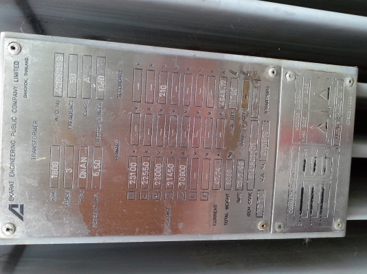ขายหม้อแปลงไฟฟ้าใช้งานได้ ขนาด500-1800 kva.   รวม 12 ต้ว