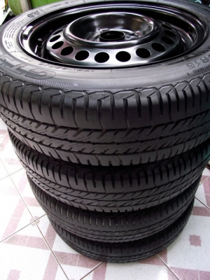 กระทะล้อขอบ 15 4รู100 พร้อมยางปี 10