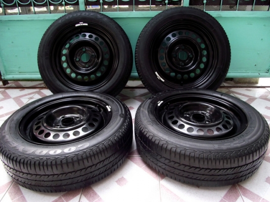 กระทะล้อขอบ 15 4รู100 พร้อมยางปี 10