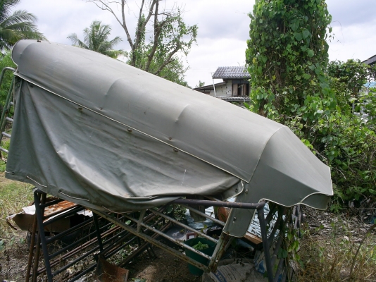 หลังคารถ แบบโครงเหล็ก หุ้มผ้าใบ