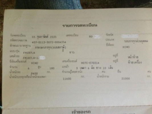 ขาย 10ล้อ2เพลาติดโม่ปูน HINO FM-187LA เครื่องวางใหม่HO7C 185HP (ใบคุม) แห้งๆแรงดีไม่เยิ้ม ช่วงล่าง2เพลาเดิมคัสซีสวยไม่ผุไม่ดาม หัวบางมีผุนิดหน่อย ภายในพอใช้ เบรคเดิม ยางพอใช้10เส้น พร้อมโม่ปู 5คิว แบบโซ่ สภาพดี ใช้งานได้ปกติ (ยังไม่ได้แจ้งติดตั้ง) ขายตามส