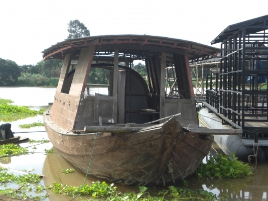 ขายเรือกระแชงโบราณไม้สักทั้งลำ 200,000 บาท Sale antique wooden boat Krachaeng was pretty nice ship 200,000 THB