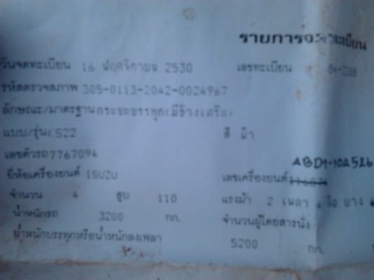 ขาย6ล้อช่วงล่างใหญ่ ราคาเบาๆ(รูปเยอะ)  ISUZU KS 110HP ปี30 เครื่องวางใหม่4BD1 110HPฝาขาว ยอดนิยม ฟิตมาใหม่ แห้งๆแรงดี อึด ทน ไม่เยิ้ม ช่วงล่างใหญ่ติดFหลัง คานหน้าเดิม คัสซีไม่สวยต้องเก็บ กระบะยาว4.30ม.พื้นไม้ดีมีต้องเก็บนิดหน่อย คอกไม้สูงสวยไม่ผุ หัวบางเด