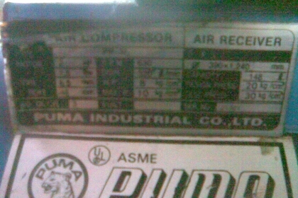 ปั้มลมพูมา 3 หัว 150 ลิตร ไฟบ้าน 220 vปั้มลมพูมา 3 หัว 150 ลิตร มอเตอร์ 2 แรงสภาพเดิมๆครับ เป็นของพูมาครับ ขนาดถัง 150 ลิตร 3 หัวปั้ม มอเตอร์ขนาด 2 แรง เก็บลมดีครับ ตัวใหญ่ครับ