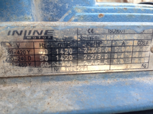 ขายมอเตอร์เกียร์ 3 HP. 380 V อัตราทด 17:1 สภาพดี พร้อมใช้งาน รับประกันคุณภาพ มีอยู่ 10 ตัว